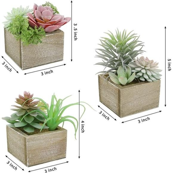 Artificial Succulents Plants, Mini Assorted Green Faux Succulents in Pots, Small - Picture 4 of 6